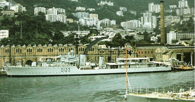 1958: HMAS WARRAMUNGA in the Tamar naval basin at Hong Kong  - courtesy Ash Moore.