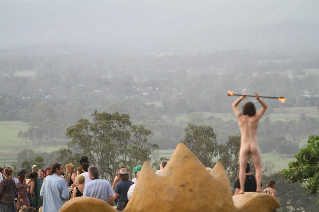 Woodford New Year's Dawn 2010 Naked Fire Twirling
