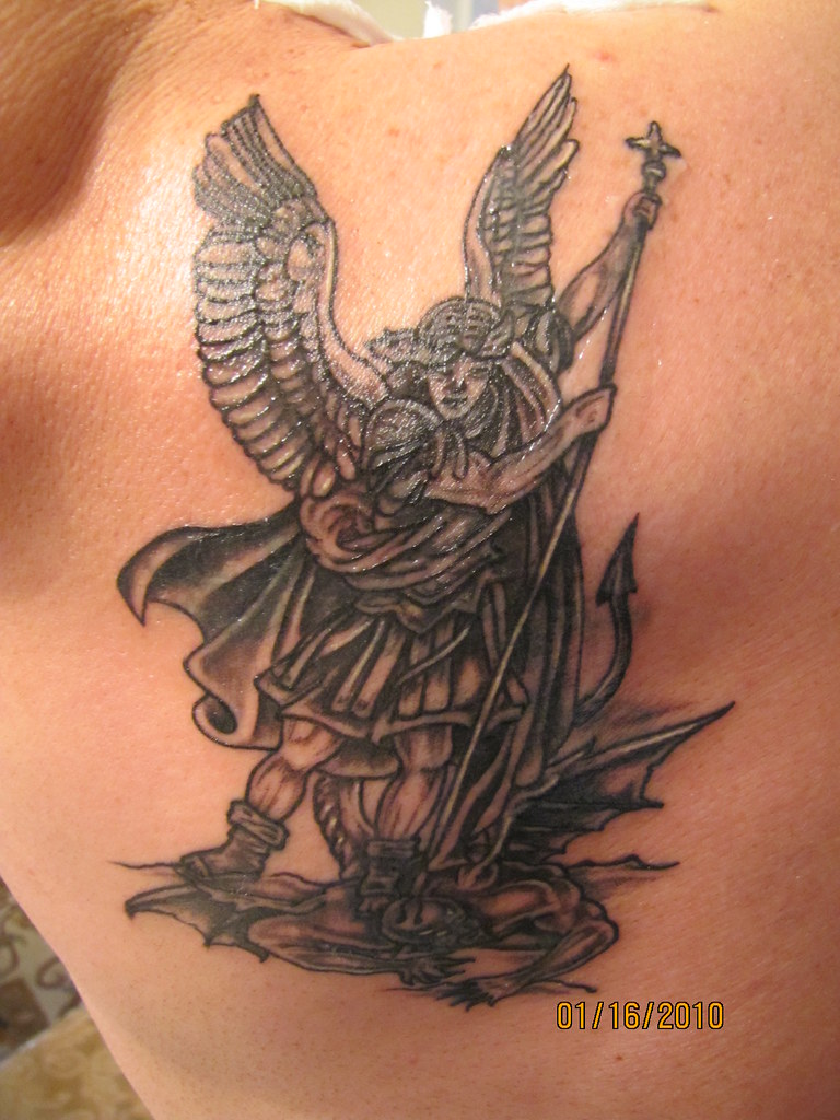 st michael the archangel tattoo stencil