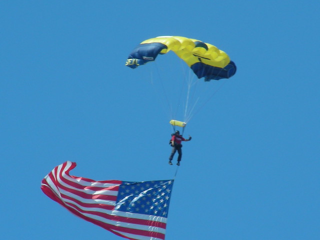 parachuter with the american flag