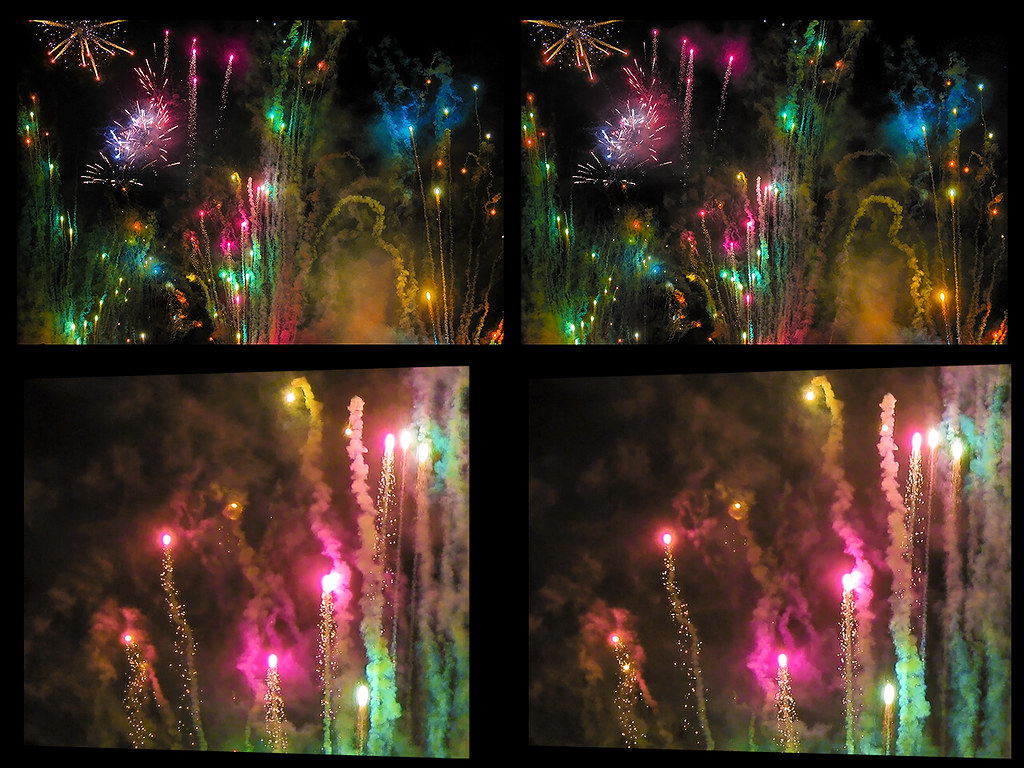 A Fireworks Display In Detail :: Cross View Stereoscopic 3D ::