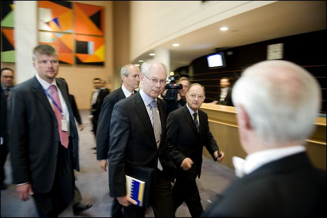 Van Rompuy arriving to the EP hemicycle