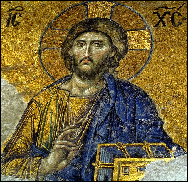 Jesus Christ: detail of the  Mosaic  from  Hagia Sophia , Αγία Σοφία