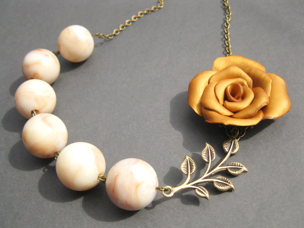 Old Gold - Rose necklace | A vintage inspired necklace, hand… | Flickr