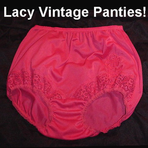 Vintage Pink Panties Adorable BUBBLE BRIEF 100% Nylon with Lots of Fancy Lace and Satin Appliqued Details!