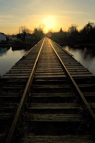 railroad bridge sunset ontario canada water tracks peterborough