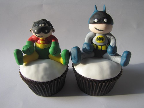 Tiny Titans Batman and Robin Cupcakes