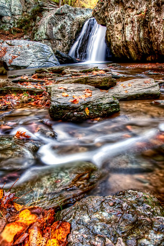 autumn leaves landscape waterfall md hdr