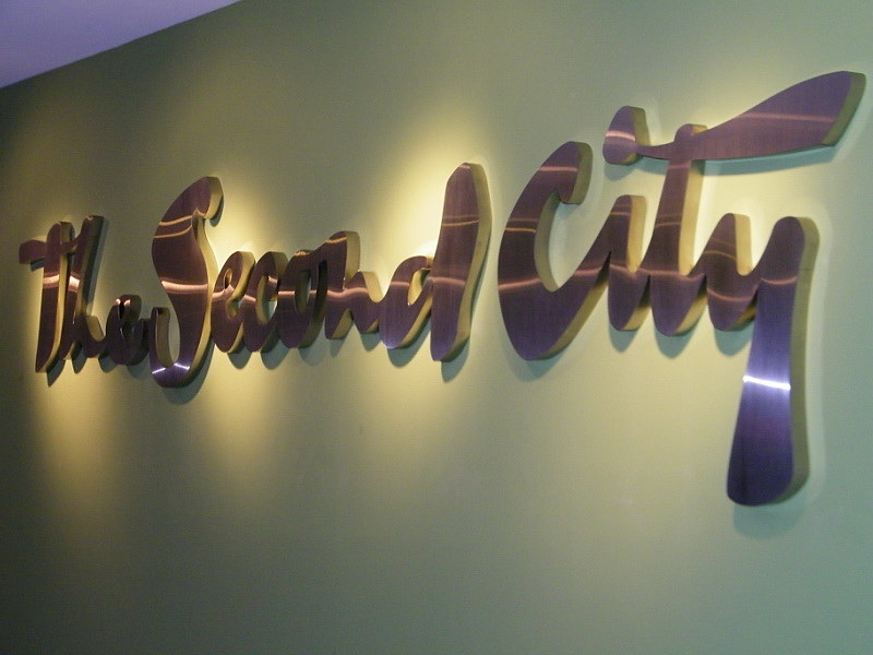Stainless Steel Lobby Identity Signage - The Second City Chicago