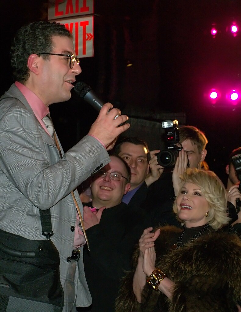 Michael Musto with Joan Rivers at his 25th Anniversary party