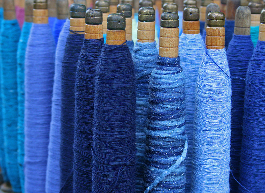 shades of blue | wool yarn on factory bobbins Brimfield Fair… | Flickr