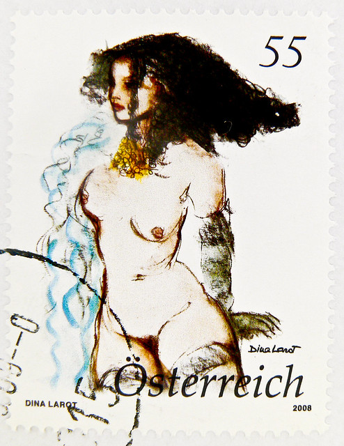 great stamp Austria 55c 0.55€ (painting by Dina Larot) fine art woman female nude sexy girl hot erotic timbre autriche érotique erotico selo Austria francobollo naked woman austria stamp akt sexy stamp österreich Briefmarke postage special issue stamp, 55