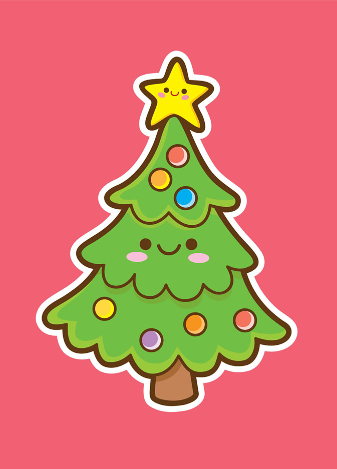 HOW TO DRAW CHRISTMAS TREE KAWAII EASY AND BEAUTIFUL - Drawing to