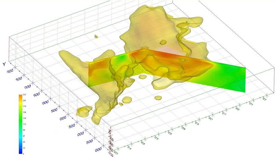 3DGeoSeis Volumetric Model of predicted cooper deposit in Namibia