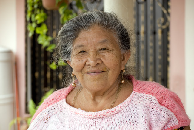 Smiling Older Mexican woman in Merida, Yucatan, Mexico