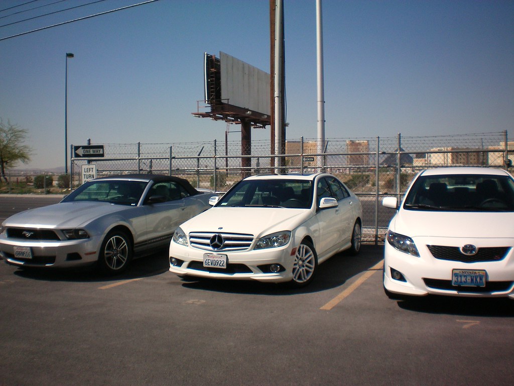 Our rental car in Las Vegas (the one in the middle) ;)