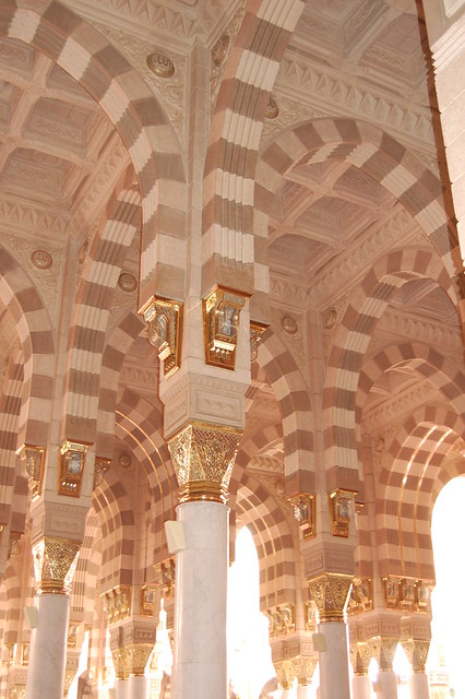 Interior design of Al-Masjid al-Nabawi (The mosque of the Prophet)