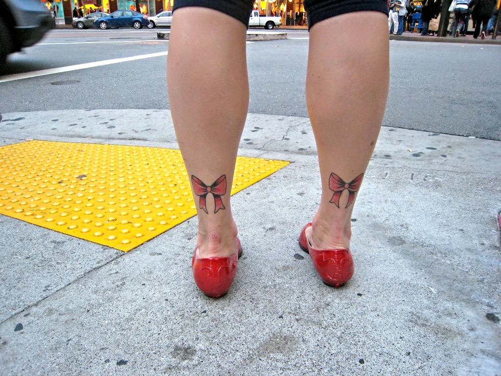 Red Bow Tattoo Ankles  red bow yellow square  Flickr