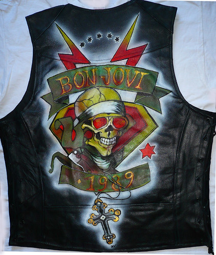 Bon Jovi leather vest | Airbrush and hand paint mixed techni… | Flickr