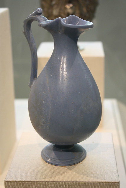 An Exceptionally Fine Roman Cast, Cut, and Blown Glass Trefoil Oinochoe
