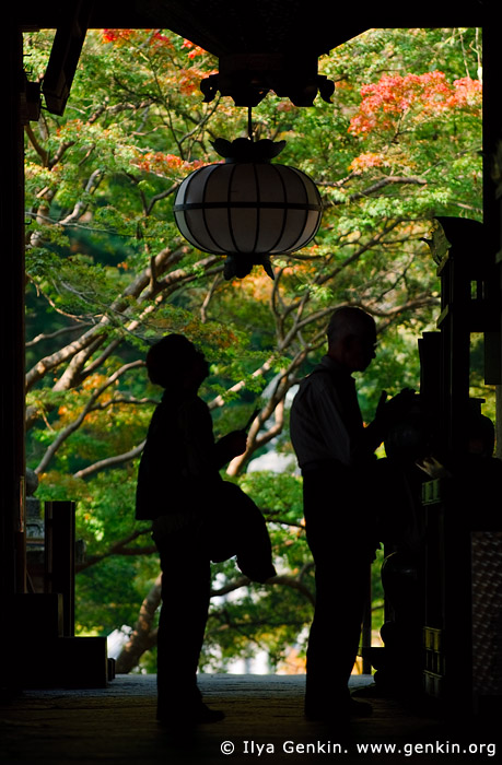 People are Praying Inside Hase-dera Temple, Nara, Japan