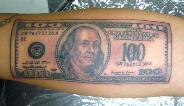One hundred dollar bill portrait tribute tattoo CHUVINCI   Flickr