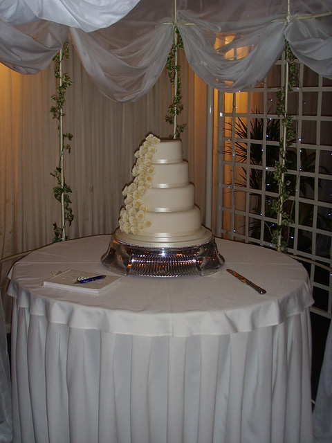 Cascading Roses Ivory Wedding Cake