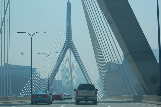 Smoky Boston seen from the Zakim Bridge
