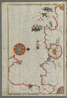Illuminated Manuscript, Map of The Bay of Corinth from Book on Navigation, Walters Art Museum Ms. W.658, fol.137a