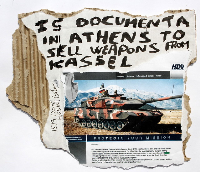 IS DOCUMENTA IN ATHENS TO SELL WEAPONS FROM KASSEL ?