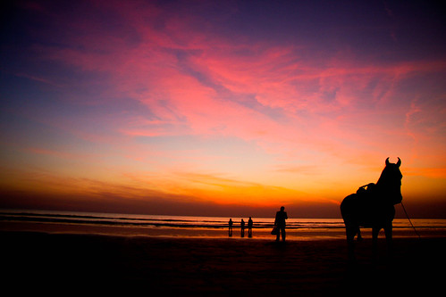 pakistan sunset sea silhouette karachi clifton seaview