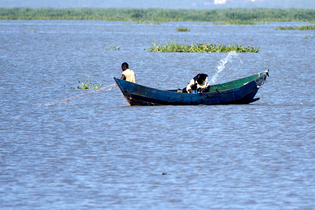 Fishing canoe on Lake Victoria - thats what the other guy is for