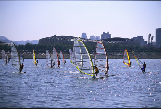 Wind surfing at the Han-river Seoul, Korea