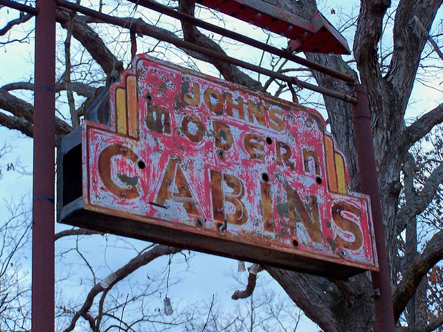 John's Modern Cabins Sign - Route 66