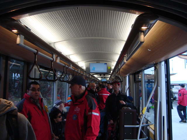 Inside a Vancouver 2010 Streetcar as it Leaves Olympic Village Station