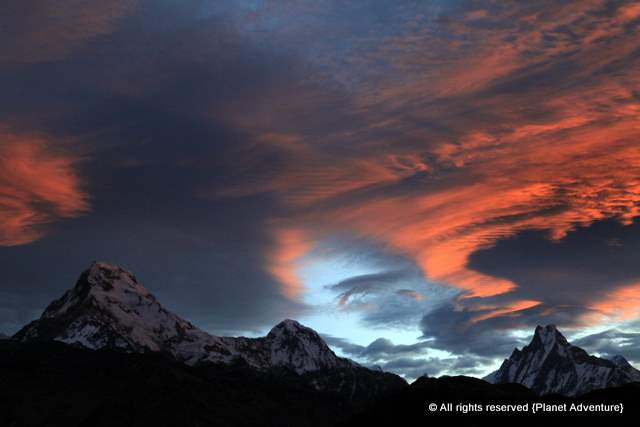 Sky on Fire - Macchapucchre - The Fishtail Mountain - 6993 mts - Sunrise @ Poon Hill - Annapurna Circuit Trek - Nepal