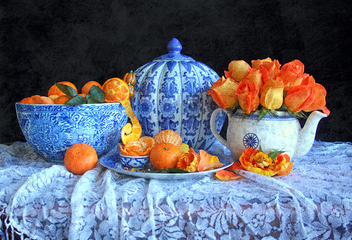 Tangerines and Roses by linda yvonne