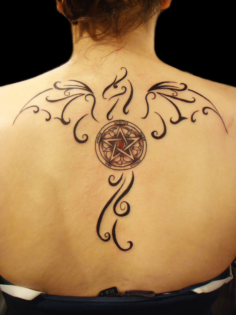 Back tribal dragon tattoo Dragon Temporary