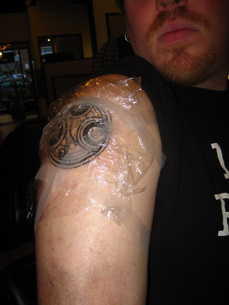 Tattoo - Final product covered in cling film | For more geek… | Flickr