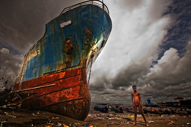 Makassar, South Sulawesi - Abandoned Ship at Benteng Rotterdam