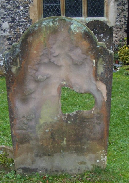 Weathered tombstone Shoreham Church. Eynsford to Shoreham