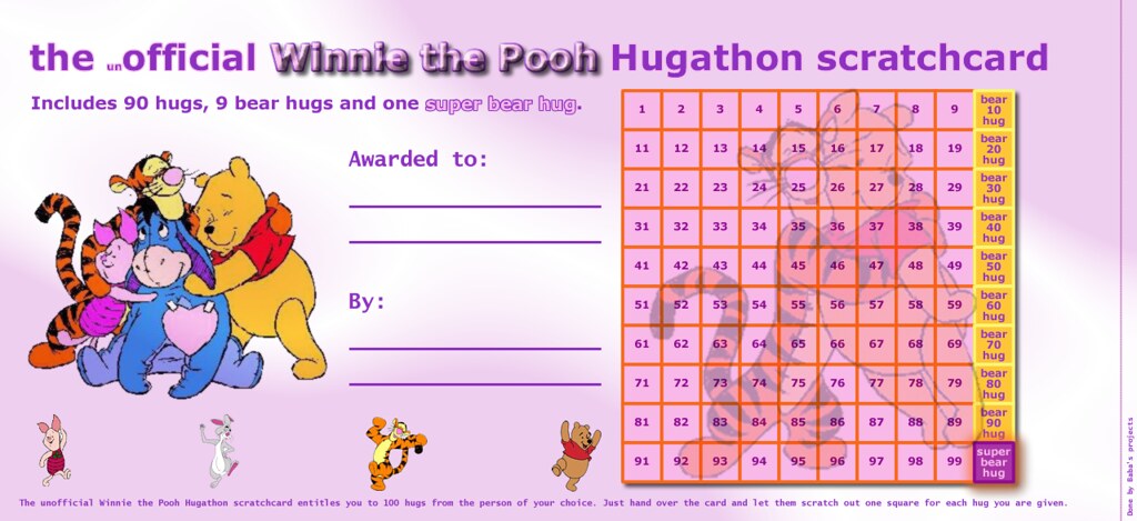 The unofficial Winnie the Pooh Hugathon scratchcard