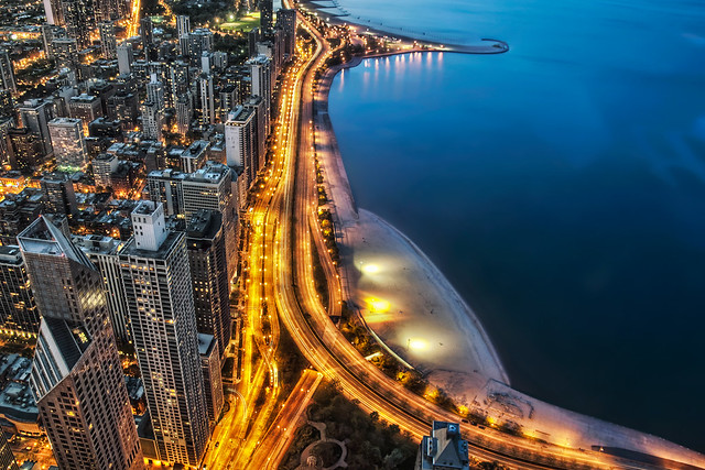 Lake Shore Drive Aerial - Blue and Gold Chicago