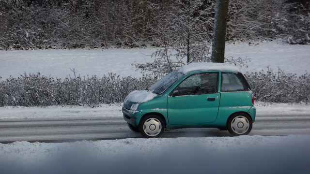 45 kilometer auto'tje in de sneeuw