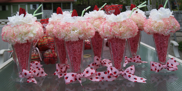 ice cream soda floral centerpieces