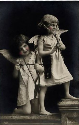 Vintage Postcard ~ Little Cupid Girls