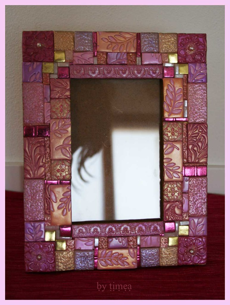 portafoto fatto a mano di fimo, polymer clay handmade mosaic photo frame