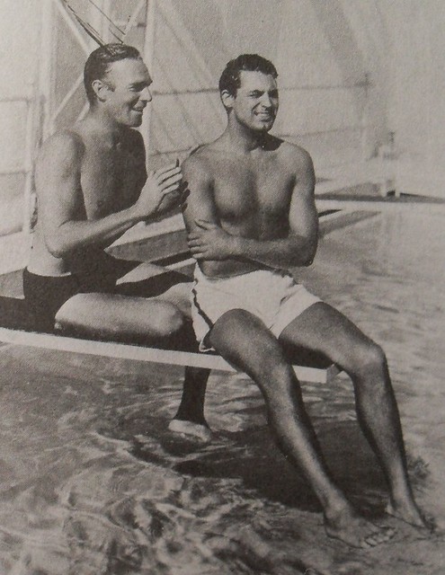 1935 Cary Grant and Randolph Scott Pool Shirtless Swim Trunks Classic Hollywood Queer Photo