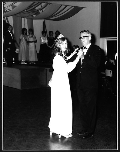 Miss University 1969, Miss Helen Shiels dances with Dr Ken Back (Warden of the University College of Townsville).