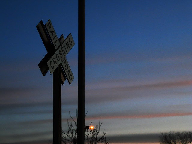 Railroad crossing sign, Main St; Wakefield, MA (2010)